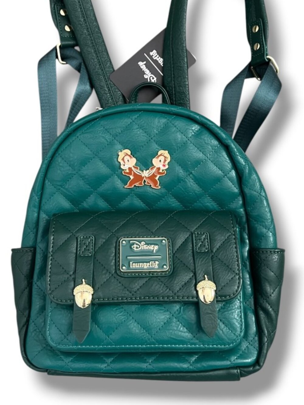 NWT Loungefly Disney Chip & Dale Quilted Teal Green Mini Backpack